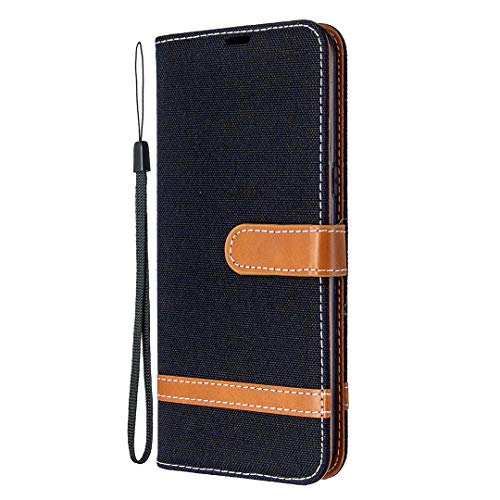 Preisvergleich Produktbild Docrax LG K61 Handyhülle, Hülle Leder Case mit Standfunktion Magnetverschluss Flipcase Klapphülle kompatibel mit LG K61 - DOBFE020627 Schwarz