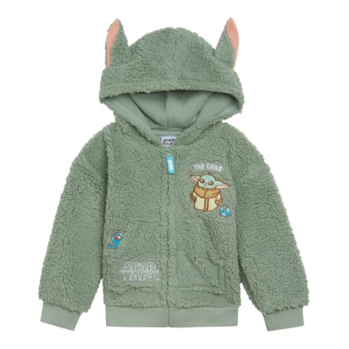 STAR WARS The Mandalorian Grogu Cozy Sherpa Cosplay Hoodie Newborn to Big Kid Sizes (0-3 Months - 14-16)