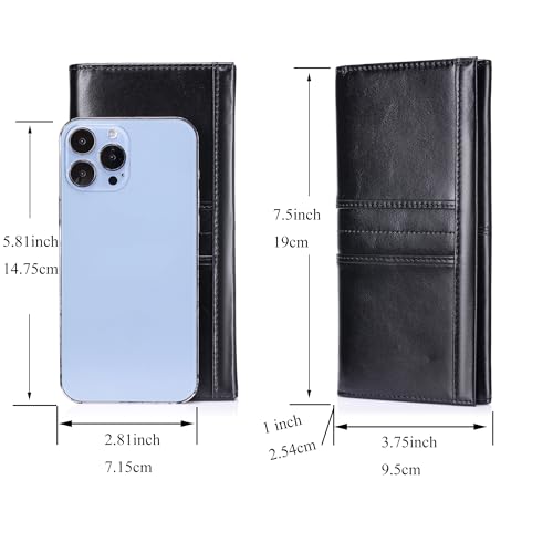 LUKZIJAES Wallets for Women Slim Long RFID Blocking Ladies Genuine Leather Bifold Wallet Womens with ID Window Coin Pocket (#1-Black)4