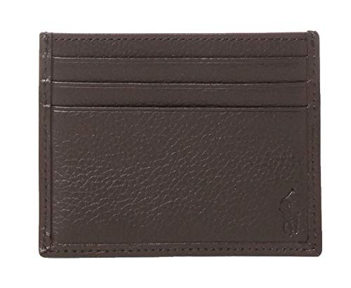 Polo Ralph Lauren Men's Leather Slim Front Pocket Card Case Wallet Brown Small2