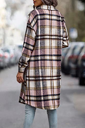 Image of PRETTYGARDEN Womens Plaid Shacket Jacket Flannel Shirts