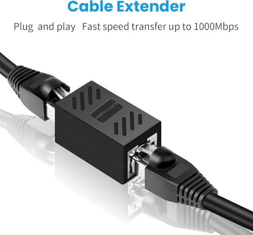 Image of 10pcs RJ45 Ethernet Coupler Cat7, Cat6 Cat5e 8P8C Inline lan Coupler Ethernet Extender Adapter Extension Jointer Extending the Ethernet Cables - Female to Female Connector (Pack of 10pcs)