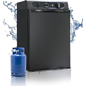 SMETA Koelkast voor caravan, koelkast, caravan, 60 l, mini-koelkast, 12 V, kleine koelkast, 230 V, kleine koelkast, mini-bar, butaan, zwart