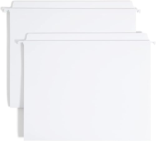 Smead FasTab - Carpeta colgante de archivos con pestaña integrada de corte recto, tamaño carta, blanco, 20 por caja, (64102)