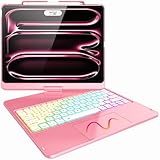 FUWANG Touch Keyboard Case for iPad Pro 13 inch (M5/M4) 2025/2024, 360° Swivel for iPad Pro 13 inch Case with Keyboard, 7 Colors Backlit with Multi-Touch Trackpad Keyboard Case for iPad Pro 13'', Pink