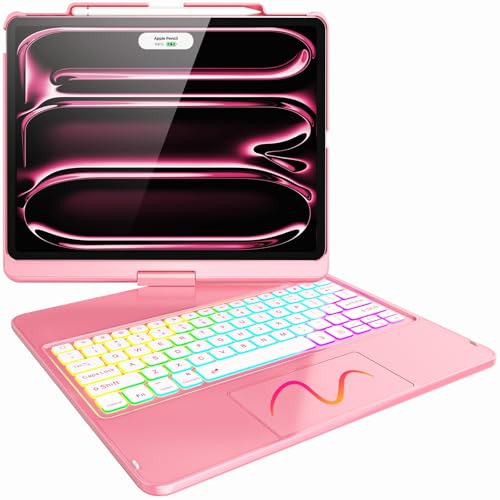 FUWANG Touch �L�[�{�[�h�P�[�X iPad Pro 13�C���` (M5/M4) 2025/2024�p 360�x��] iPad Pro 13�C���`�p �L�[�{�[�h�t���P�[�X 7�F�o�b�N���C�g �}���`�^�b�`�g���b�N�p�b�h�L�[�{�[�h�P�[�X iPad Pr