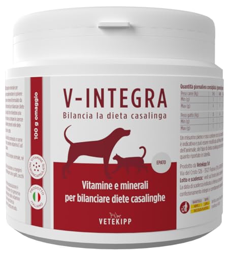 V-INTEGRA Epato 500g, Integratore Vitamine e Minerali per Bilanciare Diete Casalinghe di Cani e Gatti che Richiedono una Restrizione di Rame, Multivitaminico Cane e Gatto Made in Italy