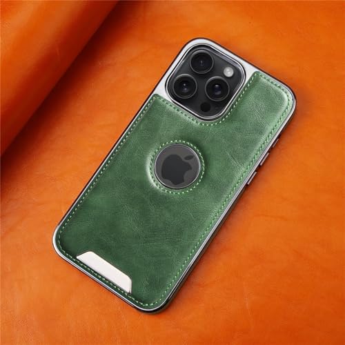 Étui de téléphone en cuir magnétique iPhone 13 Pro Max ENILSA vert anti-chute