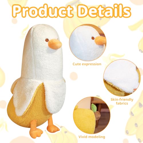 Mineup Plüschtier Banane Ente, 50cm Bananen Enten Plüschtier, Kawaii Ente Banane Kissen, Bananen Plüschtiere Kissen, Kawaii Ent Plüsch, Banan Kisse Puppe Geschenk Für Weihnachten Geburtstag