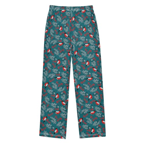 Cardinal Bird Berry Pine Branches Boys Long Pants Soft Trousers Elastic Waist Kids Lounge Bottoms with Pockets S-XL