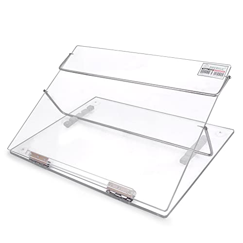 Image of Writing Desk Table Top Elevator with Adjustable Height Slant Book Reading Stand Office Tabletop Portable Easy Book Reading Stand (Small Size 15x12 Inches, Clear Transparent) 7MM Polystyrene