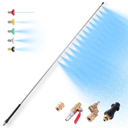 WMEEII 40 Radiator Cleaning Wand for Pressure Washer 5000 PSI High Pressure Washer Radiator Wand with 14 Linear Outlets Stainless Steel Slim Nozzle for Car Radiator Fins AC Condenser Trucks RV