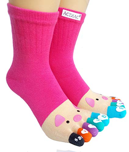 Image of acdiac Women's Cotton Toe Socks,five Finger Socks,Funny and Funky cartoon theme sport Toe Socks
