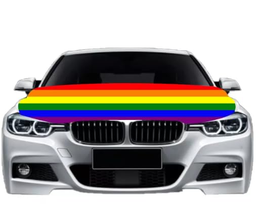 LGBTQ Rainbow Flag Car Hood Cover, Universal Size, Polyester, for Gay Pride