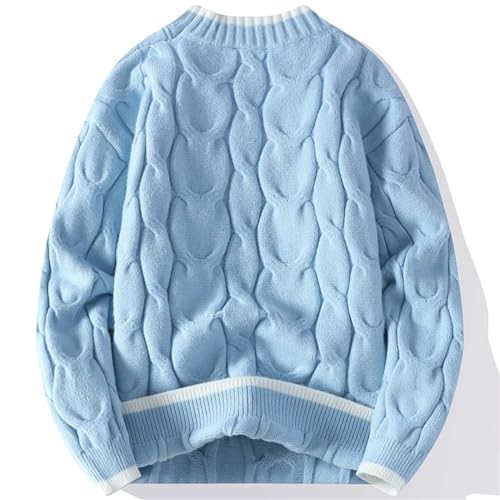 ERFMFKL Men's Loose Twisted Mock Neck Sweater Soft Warm Knitwear Casual Pullovers Jumpers2