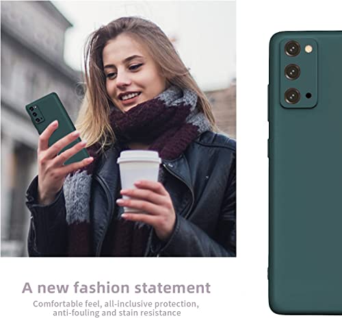 Image of DIZORO Microfiber Candy Case Compatible for Samsung S20 Smooth Touch Cushion Liquid Soft Silicone Gel Rubber Phone Cases Non-Slip Full Body Protective Shockproof Back Cover (Forest Green)