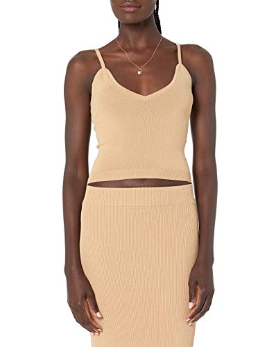 The Drop Women's Roni V-Neck Cropped Sweater Tank, Wheat, S