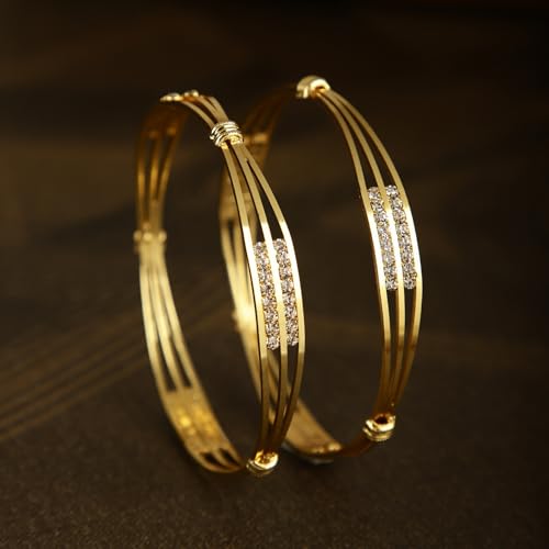 Image of Shining Diva Fashion Set of 2 Stylish Traditional Design Crystal Bangles for Women and Girls