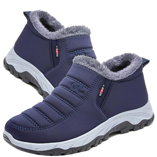 Calzado Ancho Especial Hombre Botas de Nieve para Mujer Botines de Invierno Forradas Calientes Boots Zapatos Outdoor Ultraligero Antideslizante,Men's Blue,41/255mm