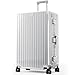 ALPHA CAMP Koffer Größe XL Reisekoffer Leicht Hartschalenkoffer Polycarbonat 98L Luggage Suitcase mit Rollen TSA Schloss & Aluminium Rahmen Handgepäck 49 * 30 * 76cm Silber