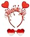 Dolkoic Valentines Heart Headband and Heart Sunglasses for Valentine's Day Halloween Party Accessoires