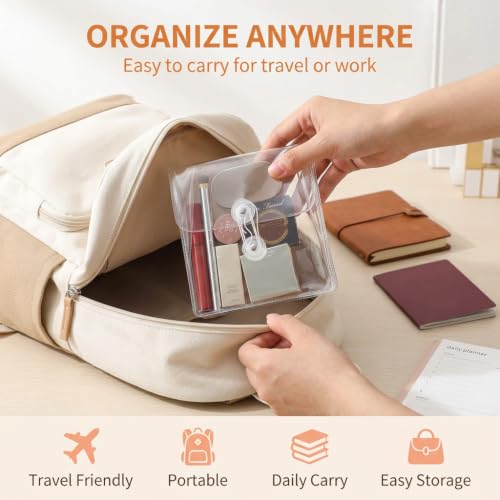 Image of 2Pcs Sticker Organizer Transparent Washi Tape Organizer, Large Capacity Visible Stationery Sticker Storage Bag, Sticker Holder Portable Pouch for Journals, Travel, Planner, Office Supplies
