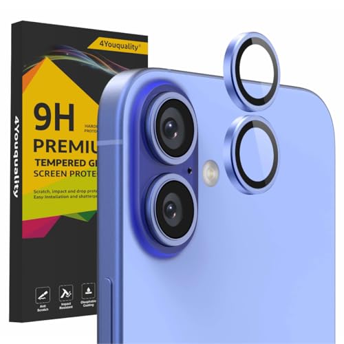 Image of 4youquality Camera Lens Protector for iPhone 17 / iPhone 16 / iPhone 16 Plus (Mist Blue) - 9H Tempered Glass, HD Clear, Scratch Resistant, No Flash Interference, Easy Installation, Case Friendly (Pack of 1 / 3)