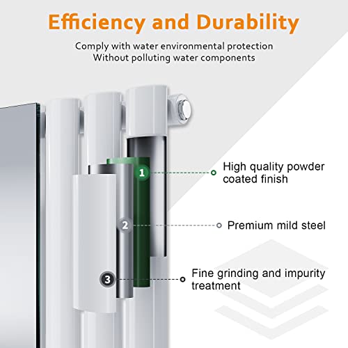 ELEGANT 1800 x 499 mm Vertical Mirror Radiator Designer Oval Column Panel Central Heating Radiators (White)