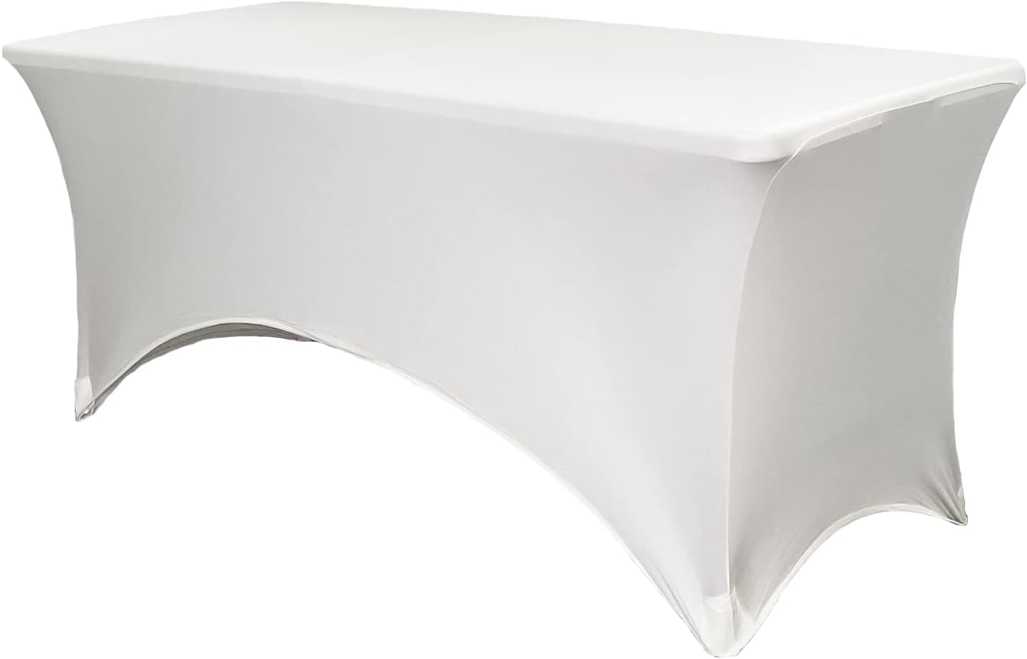 YOUR CHAIR COVERS Rectangular Spandex Table Covers 8ft Fitted Tablecloth Wedding Event Patio Decorations Elastic Fabric Stretch Tables Cover for 8 ft Folding Table (White)