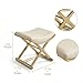 CHSSIH Vanity Stool Chair for Makeup - Small Backless Leather Stool for Vanity - Modern Ottoman Bench Seat with Metal X Legs, Footstool for Bathroom & Living Room - Gold