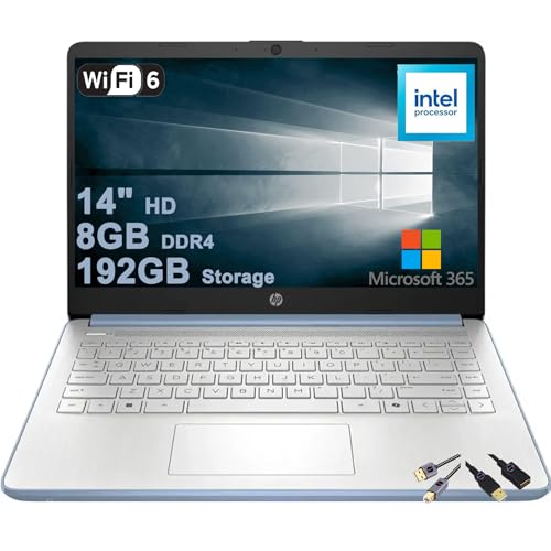 HP 14 軽量ビジネス&学生用ノートパソコン | 14インチ HD アンチグレア | Intel 4コア N150 | 8GB DDR4 192GB ストレージ (128GB UFS + 64GB SDカード) | 長持ちするバッテリー Office36