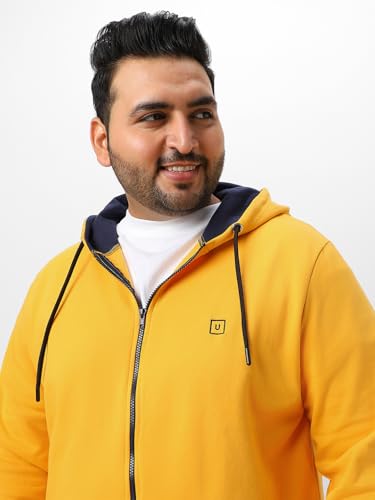 Image of Urbano Plus Men's Cotton Zippered Hooded Casual Winterwear Sweatshirt