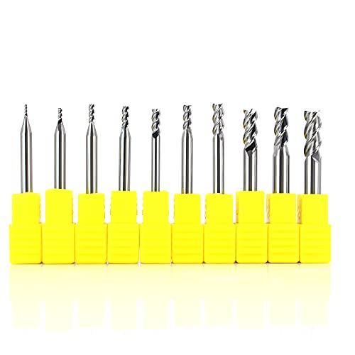 Image of XJL Carbide End Mills Set HRC 55 Degrees Tungsten Steel Milling Cutter 3 Flutes End Mill for Aluminium