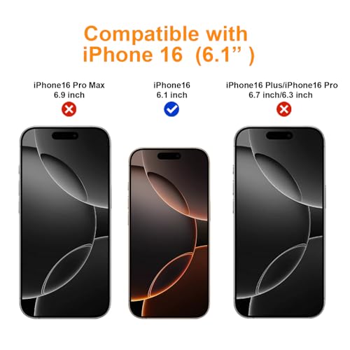 Image of OneFish Privacy Screen Protector for iPhone 16, Full Edge Coverage 6.1 inch,Scratch Resistant, Bubble Free, Easy Installation, Auto Dust-Elimination, 2 Pack