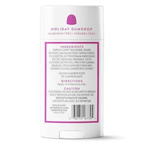 Native Deodorant, Holiday Edition, Holiday Gumdrop Scent, Contains Naturally Derived Ingredients, 72 Hour Odor Control | Deodorant for Women and Men, Aluminum Free with Baking Soda - image 9