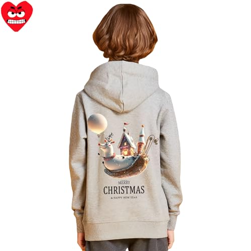 Merry Christmas Print Boy Hoodie Snag Eyes Heart Embroidery Cotton Pullover Kangaroo Pocket Thick Loose Sweatshirt3