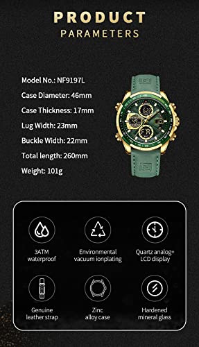 Naviforce Men's Military Digital Watches Analog Quartz Waterproof Watch Sport Multifunctional Leather Wristwatch #TOP2