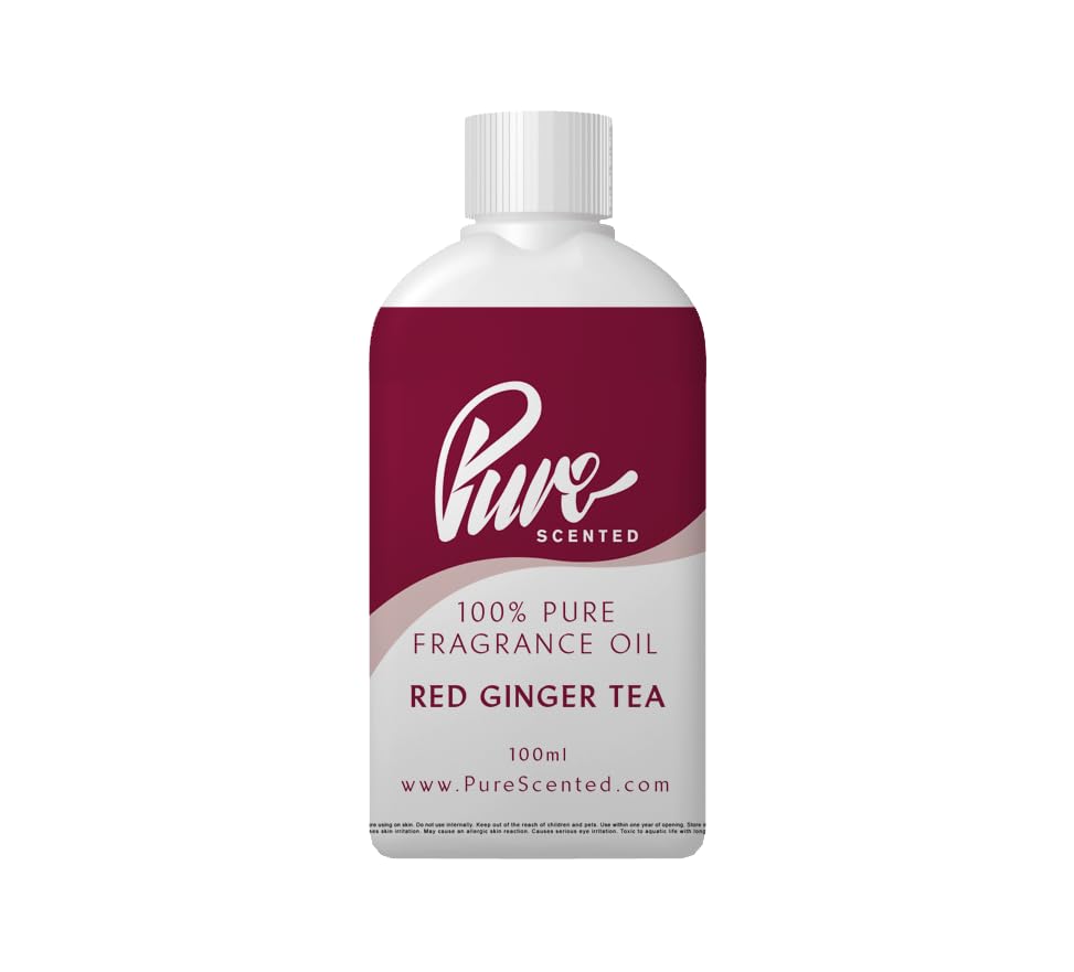 Pure Scented 100ml Fragrance Oil - Vegan & Cruelty-Free, for Candles, Soaps, Slime, Diffusers, Cosmetics, Wax Melts & DIY Crafts (1 x 100ml, Red Ginger Tea)