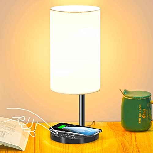 ALOTUS Multifunctional Table Lamp with 10W Fast Wireless Charger, USB Port, 5 Brightness,5 Lighting Mode,40/60 Min Auto Timer, Nightstand Bedside Lamp for Bedroom (LED Bulb Included)…