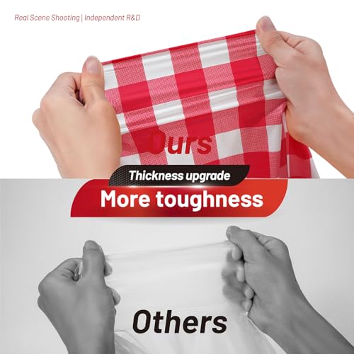 Image of Plastic Table Cloth, 110 Ft X 54 In Disposable Tablecloth Red and White Checkered Tablecloth with Any Cut Sliding Cutters Premium PEVA Plastic Table Cloth Disposable for Picnic, Parties, Festivals