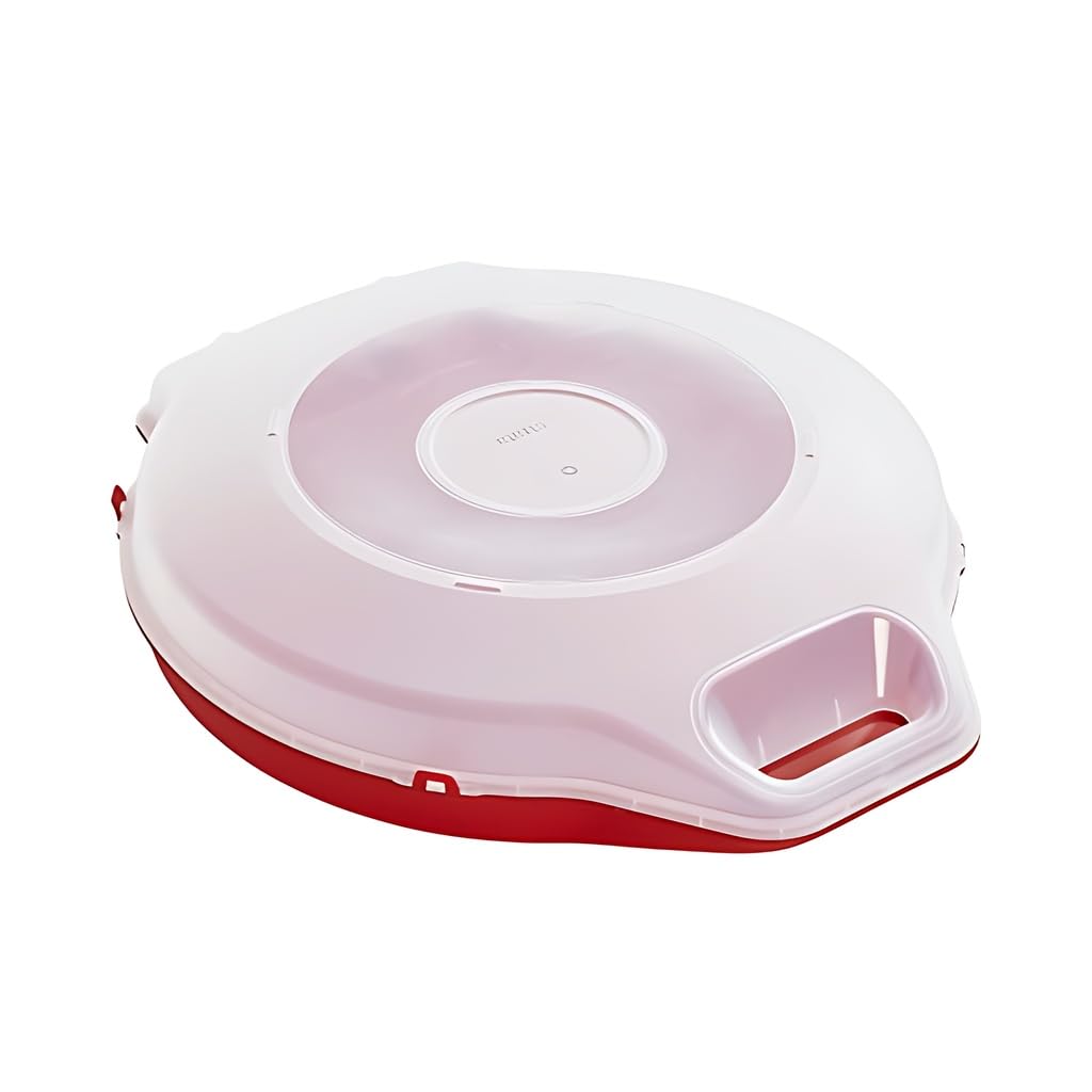Kreher XL Weihnachtskranzbox Kranzbox Girlandenbox in Rot mit Transparenten Deckel. Ideal für Kränze mit bis zu einem Durchmesser von 55 cm! (2)
