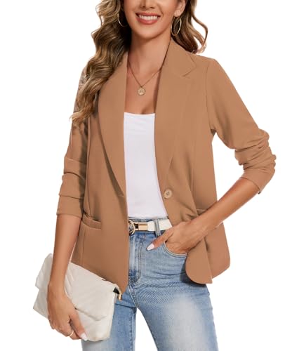 MINTLIMIT Blazers for Women Long Sleeve Button Front Blazer Lapel Business Casual Work Office Suit Jackets with Pockets4