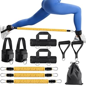 Fitnessweerstandsbanden met manchetten, krachttrainingsapparatuur geschikt voor billen/benen/armen, trainingsapparatuur voor thuis, fitnessapparatuur voor thuis (3 set)