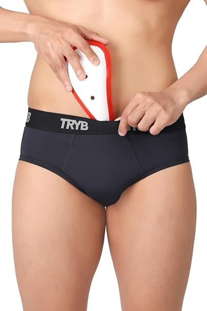 Image of TRYB Supporter for Cricket | Sports Underwear for Men | Stretchable Active Supporter Briefs | Pouch for Abdominal Guard | Light Weight, Breathable & Quick Dry | Gym Sports Innerwear Brief
