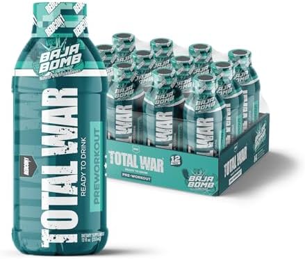 REDCON1 Total War Ready to Drink Pre Workout | Baja Bomb | 365mg Caffeine + Citrulline Malate + Beta Alanine | Zero Sugar (12 Pack)