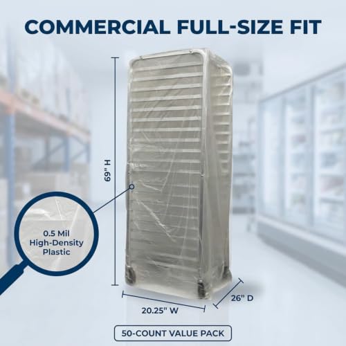 Image of FSE Disposable Commercial Grade Sheet Pan /Bun Pan Rack Covers, 20.25 inch W x 26 inch D x 69 inch H, Clear, 50 Count