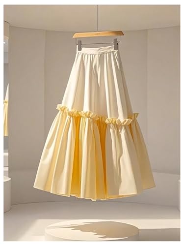 Women's Color Block Flowy Skirts High Waisted Ruffle Hem A Line Vacation Long Skirt2