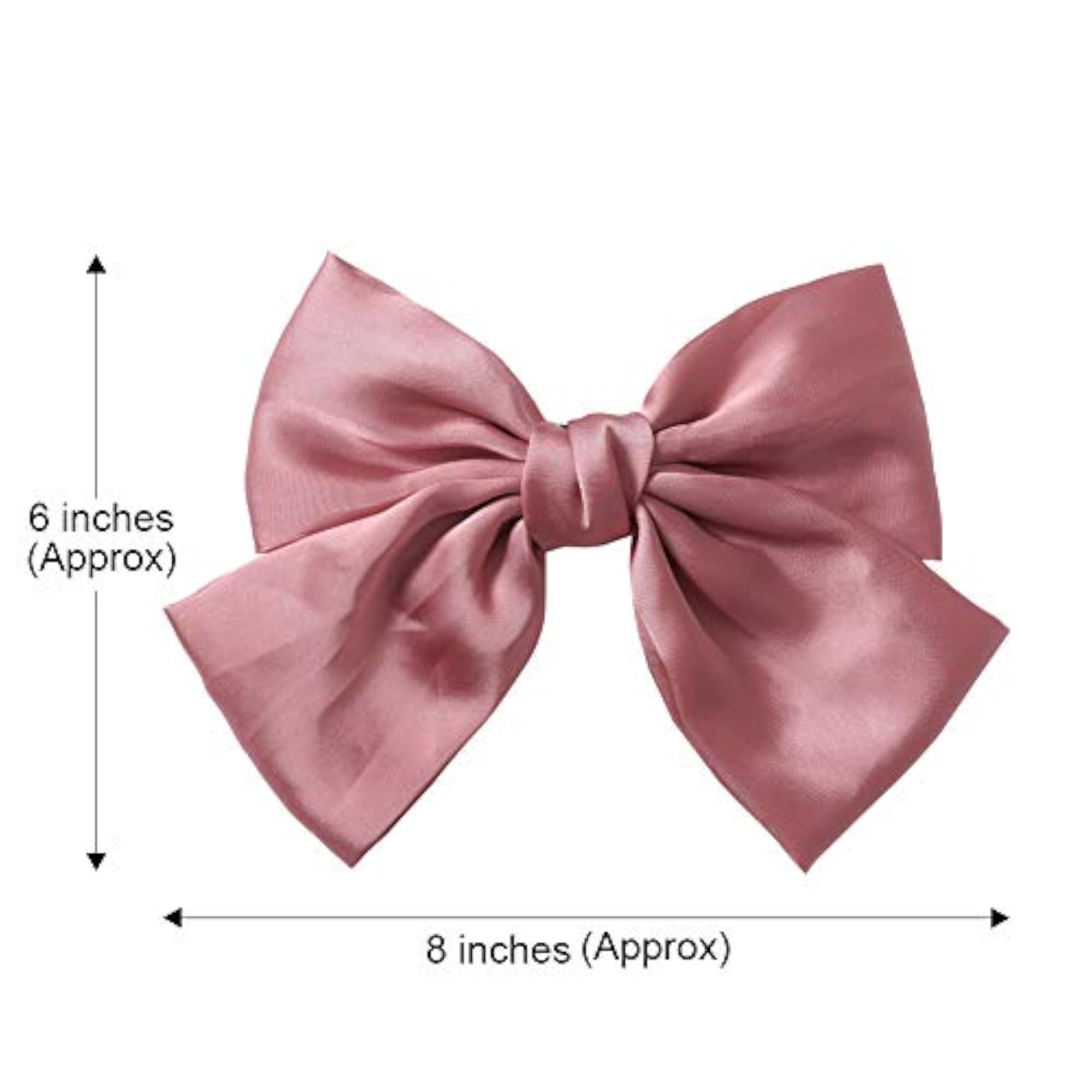 Set Of 6 Large Satin Silk Hair Bow Clips