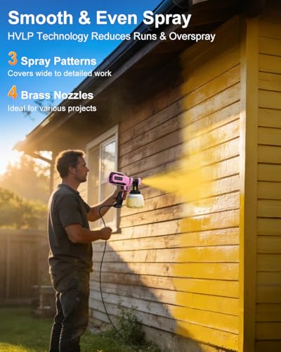 Image of Paint Sprayer, HVLP Spray Gun with Cleaning & Blowing Joints, 4 Nozzle Sizes & 3 Spray Patterns, Easy to Clean, for Furniture, Cabinets, Decks, Walls, Doors, DIY Projects, etc.