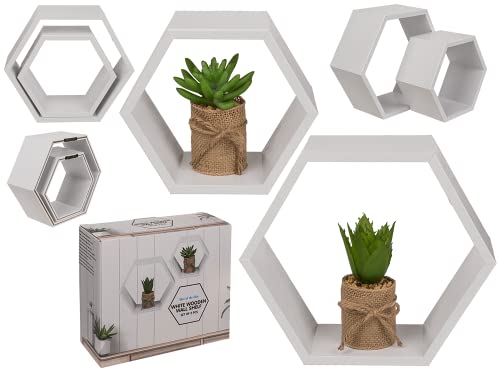 Out of the blue Estantería de Pared Blanca con 6 Esquinas, Juego de 2 Unidades